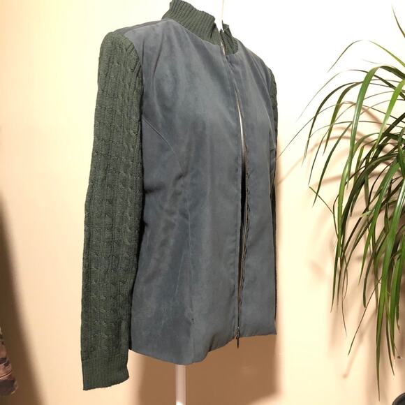 Christopher & Banks Faux Suede Wool blend Knit Sweater Jacket Cardigan Size M - Picture 10 of 14